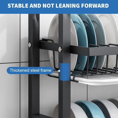 3 TIER DISH DRAINER RACK WITH DRIP TRAY CUTLERY HOLDER PLATE RACK KITCHEN SINK — image 6