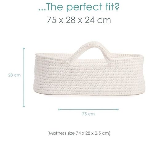 Clair de Lune White Crochet Oval Moses Basket Rocking Stand & Mattress Included — image 2