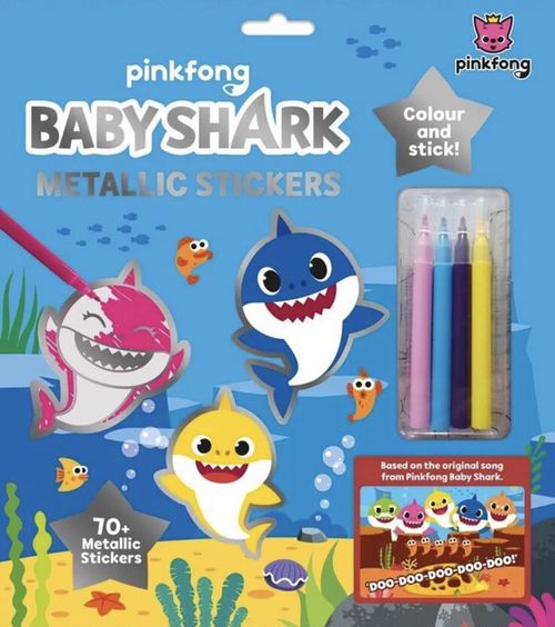 BABY SHARK SURPRISE METALLIC STICKER SET WITH FELT-TIP PENS — image 1