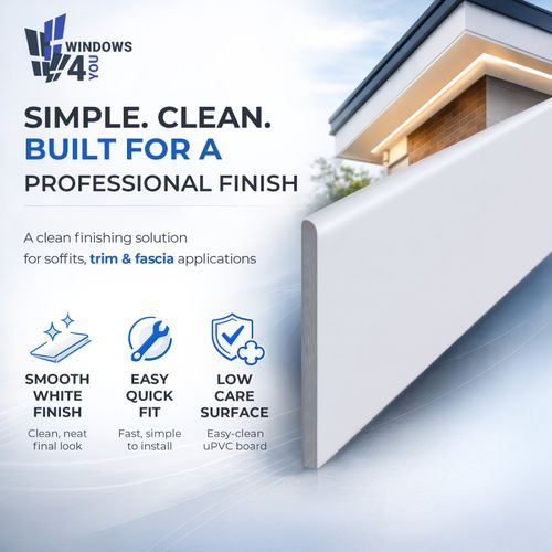 White uPVC Flat Soffit Board 100mm 2 Pack 9mm Reveal Trim 1m-2m — image 2