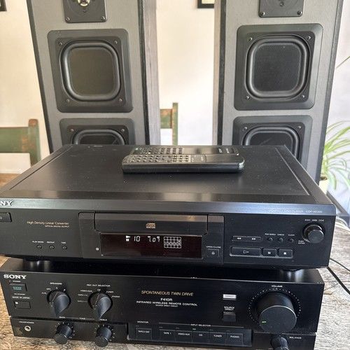 Sony Amplifier F410R with Remote - Sony CDP-XE330 Sony 141 ES Matching Speakers 