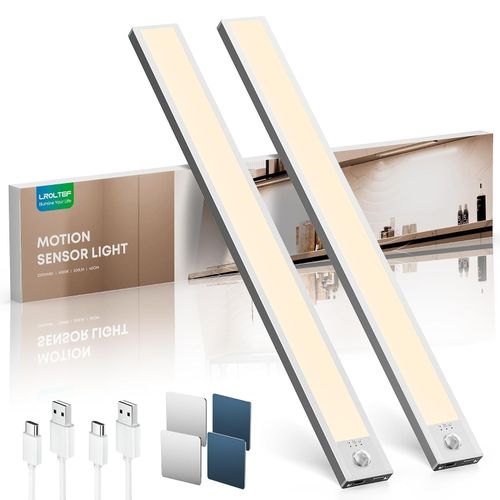 LROLTEF Under Cabinet Lights 30cm 2 Pack Rechargeable Motion Sensor Dimmable — image 10