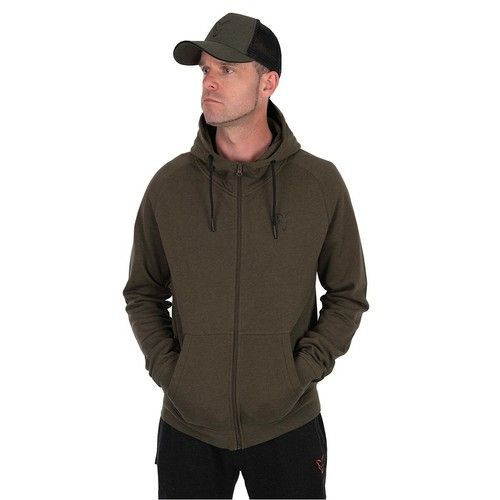 Fox Collection LW Hoody Green & Black Clothing Zipped Hoodie - All Sizes