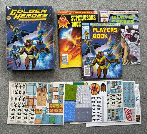 Games Workshop Golden Heroes RPG Box Set Players & Supervisors Books Bulk/Lot