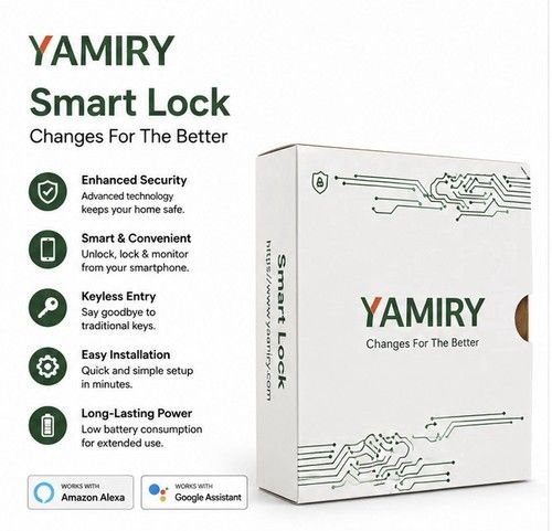 YAMIRY Keypad Smart Door Lock, App Remote Access Auto Lock, Black