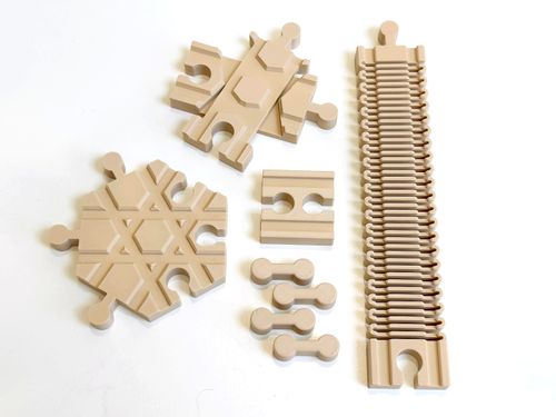 8pc Wooden Train Track Expansion Pack Flexi Track Junctions Connectors Fits Brio — image 1