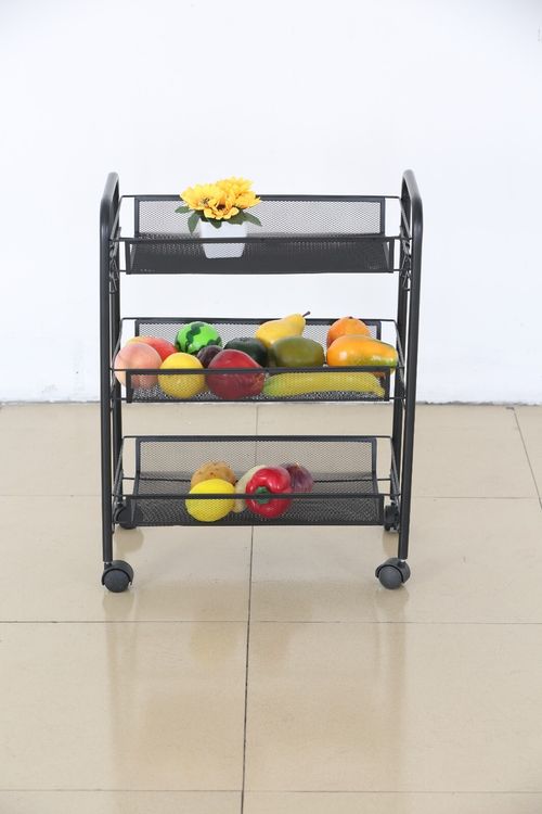3 Tier Rolling Storage Trolley Cart Metal Kitchen Vegetable Basket Rack Wheels — image 6