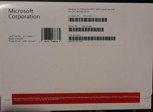 Windows Server 2025 Standard | Datacenter 16 48 Core DVD OEM Pack + RDS + CALs