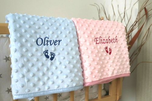 PERSONALISED BABY BLANKET EMBROIDERED SOFT BUBBLE ITALIC FONT BABY BOY GIRL GIFT — image 6
