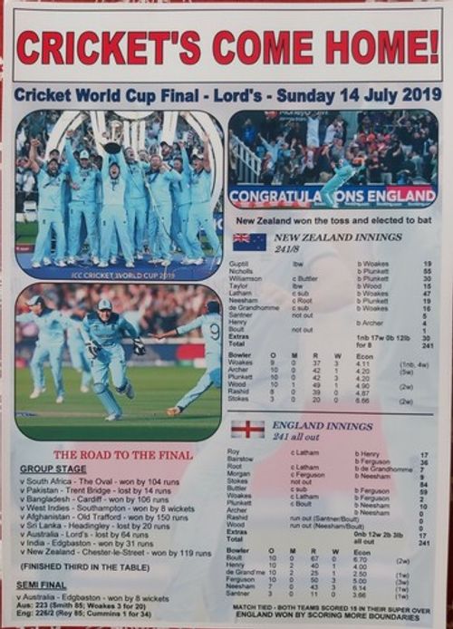 England 2019 ICC Cricket World Cup winners - souvenir print