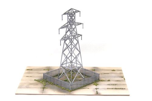 Pylon on Concrete Base with Fence Diorama OO Gauge Model Railway Scene Layout