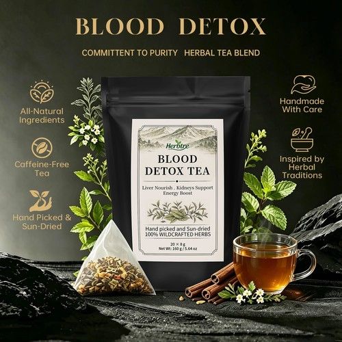 Blood & Body Detox Tea Jamaica - 20 Herbal Tea Bags Dried Loose Wild Harvested
