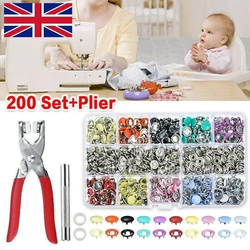 400/804PCS Prong Pliers Ring Press Studs Snap Popper Fasteners DIY Tool Kit