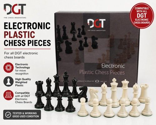 DGT Electronic Plastic Chess Pieces for DGT e-Board Used Boxed Tested