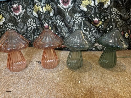 Ceramic White & Red Polka Dot ,Mushroom Figurine, Glossy Decorative Nature Theme — image 7
