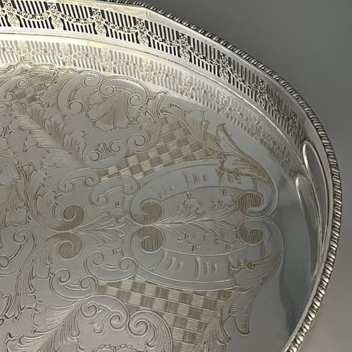LARGE Vintage Silver Plated Gallery Tray Handles Viners Butler Serving Cocktail — image 14