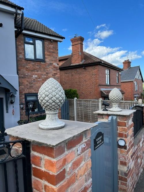 Stone large pineapple wall finial, gate post acorn ball cone pine cone post cap