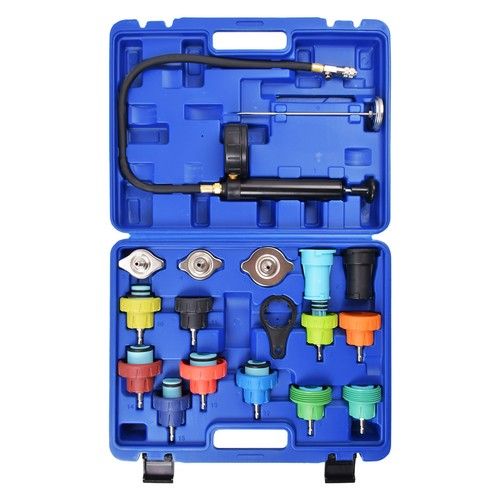 18pcs Radiator Pump Pressure Tester Kit Car Cooling System Water Tank Leak Test