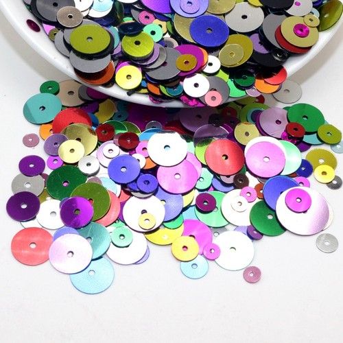 3500pcs Assorted Size 5-12mm Flat Round loose sequins Paillettes sewing Wedding