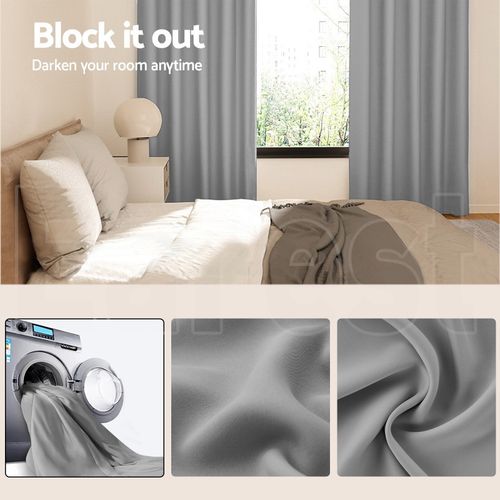 2PCS Blackout Curtains Eyelet Ring Top Pair Thick Thermal Ready Made + Tie Backs — image 3