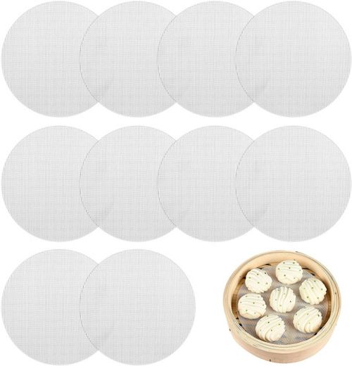 10 Pcs Silicone Steamer Mat 20cm Reusable Bamboo Liner Mesh Non Stick BPA Free