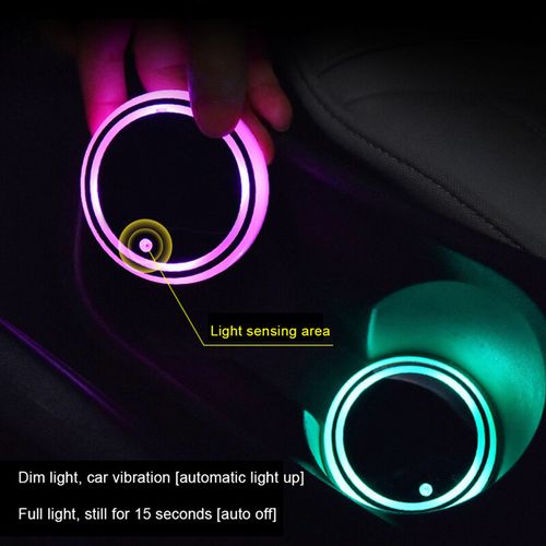2Pcs Colorful Led Car Cup Holder Bottom Pad Mat Coaster Auto Atmosphere Lights~ — image 4