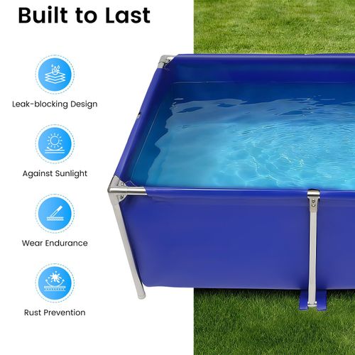 Canvas Above Ground Fish Pond, Foldable Blue Aquarium Pool with Drain Valve — image 4