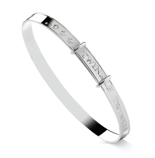 925 Sterling Silver Expanding Baby Bangle TWINKLE LITTLE STAR NURSERY Children's — image 1