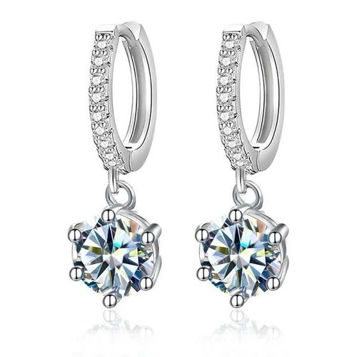 1ct Hoop Earrings White Gold Diamond Test Pass Lab-Created VVS1/D/Excellent — image 1