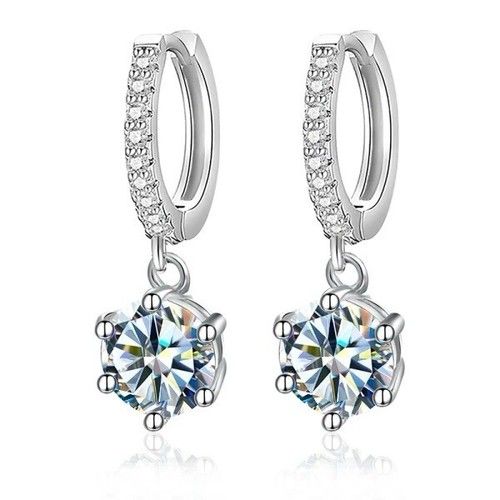 1ct Hoop Earrings White Gold Diamond Test Pass Lab-Created VVS1/D/Excellent