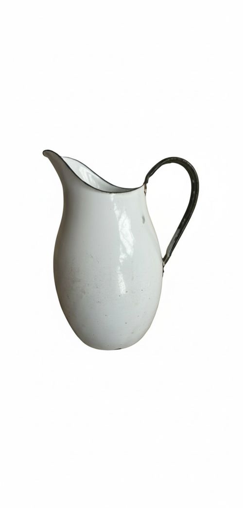 French White Enamel Pitcher water Jug - Vintage Kitchenalia — image 5