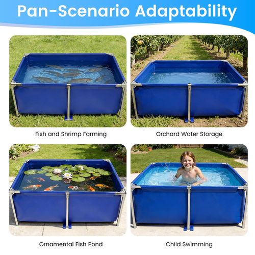 Canvas Above Ground Fish Pond, Foldable Blue Aquarium Pool with Drain Valve — image 9