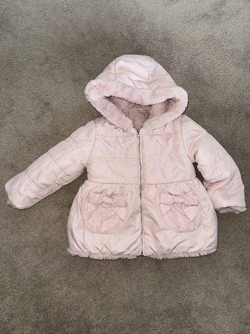 Lapin House Pink Hooded Faux Fur Trim Lined Puffer Jacket Zip 18-24 Months — image 2