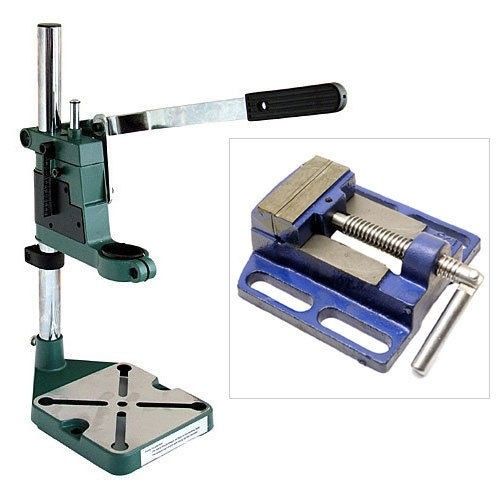PLUNGE POWER DRILLING STAND BENCH PILLAR PEDESTAL CLAMP & 63mm DRILL PRESS VICE