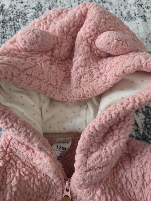 12 Months Carters Pink Polyester And Cotton  Teddy Bear Eared Jacket — image 2