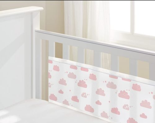BreathableBaby, Classic 3mm Breathable Mesh Fits Solid End Cots, Pink Clouds — image 2