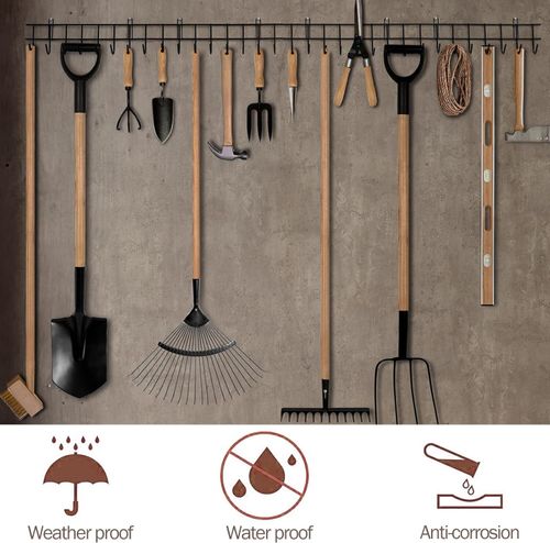 Garden Tool Rack Garage Tool Organiser Holder Wall Mount Heavy Duty Hook Storage — image 2