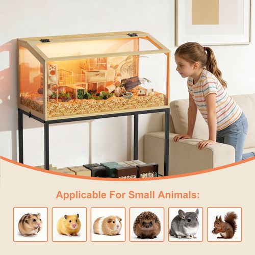 Hamster Cage Chewproof Tempered Glass Panel Habitats Openable Top Storage Shelf — image 9