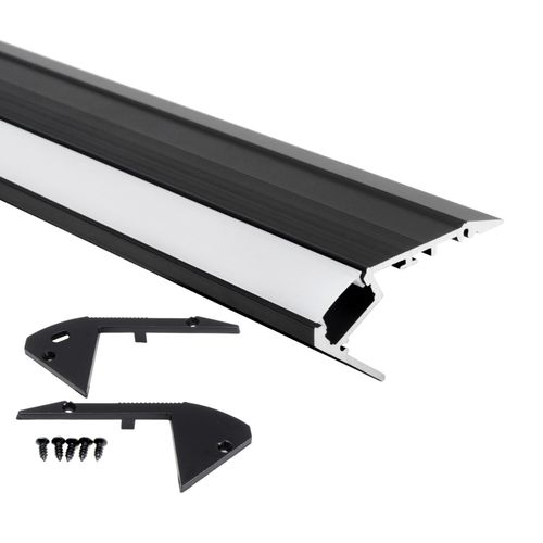 2M Black Aluminium LED Profile Channel with Diffuser – V/U Shape for LED Strips — image 2