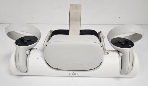 Meta Oculus Quest 2 128GB VR Headset With Controllers & Anker Charge Dock Bundle