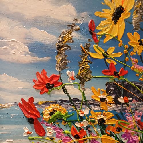 ORIGINAL , OIL PAINTING CANVAS  70x70 cm ANNA KALUZNA,  Summer whispers — image 3