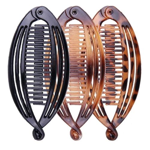 3X Large Banana Hair Clip Tort Twisted Long Fish Clip Comb Grip Women Long Hair — image 1