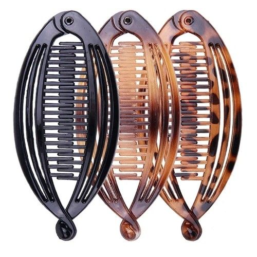 3X Large Banana Hair Clip Tort Twisted Long Fish Clip Comb Grip Women Long Hair