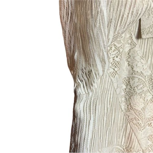 Alexa Em Linen Blend Statement Blazer Lace Trim Floral Buttons Detachable Pads — image 5