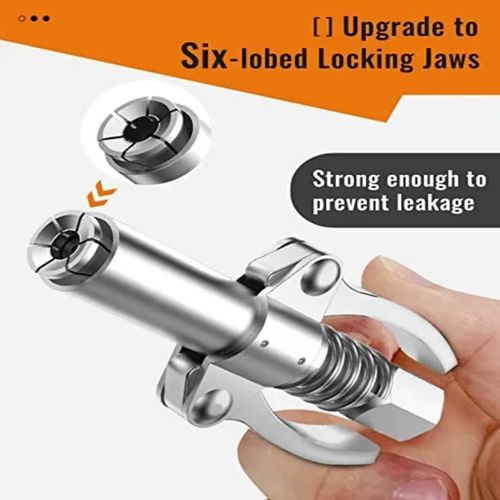 Strong Lock on Grease Couplers with Spring Flex Hose Quick Gun Tip — image 4
