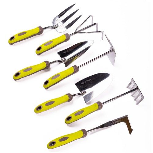 Garden Gear Stainless Steel Fork Trowel Hoe Rake Weeder 5pc Garden Tool Kit