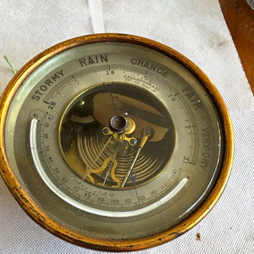 Callaghan & Co Brass Aneroid Barometer Stormy Rain Change Fair Very-Dry Dial