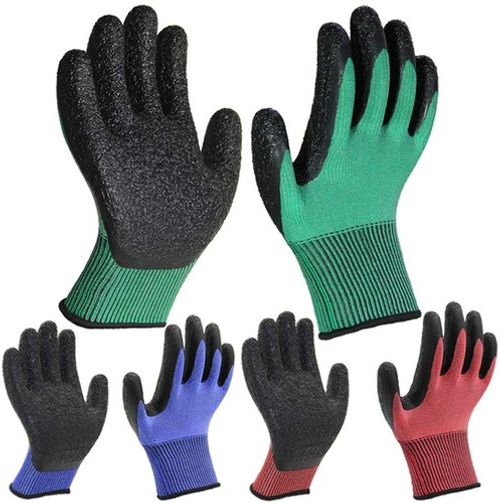 3 Pairs Gardening Gloves Ultra-Grip Work Gloves Non-Slip Latex Coated Colourful