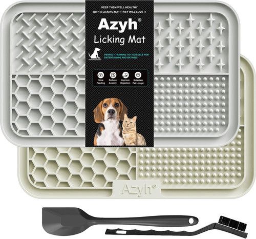 Azyh Licking Mat for Dogs & Cats 2 Pack, Slow Feeder Lick Pat for Large Dogs and