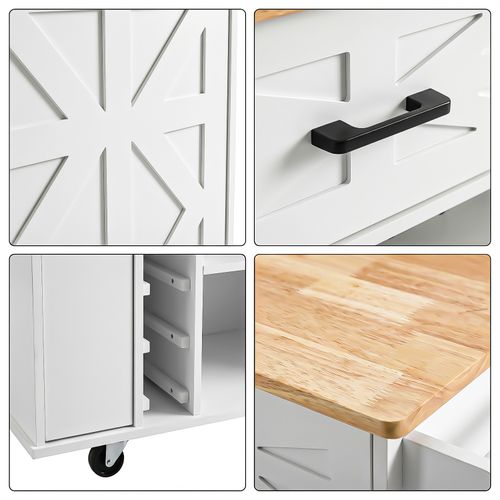 Kitchen Island with Side Storage Rack Mobile Kitchen Trolley Cart w/ Cabinet UK — image 10